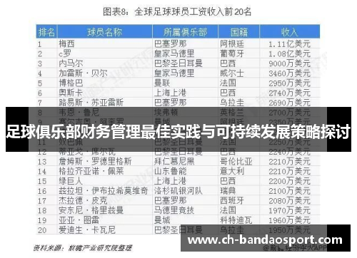 足球俱乐部财务管理最佳实践与可持续发展策略探讨